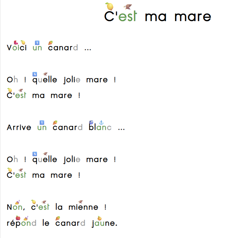 Petites images associées à un texte dans Coloritext